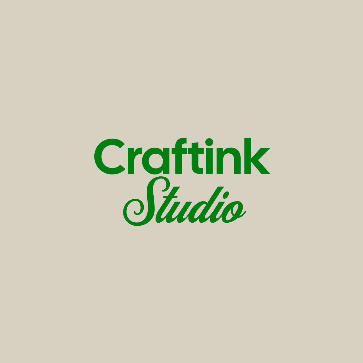 Camiseta Oversize 'Craftink Studio' - Beige con Logo Verde
