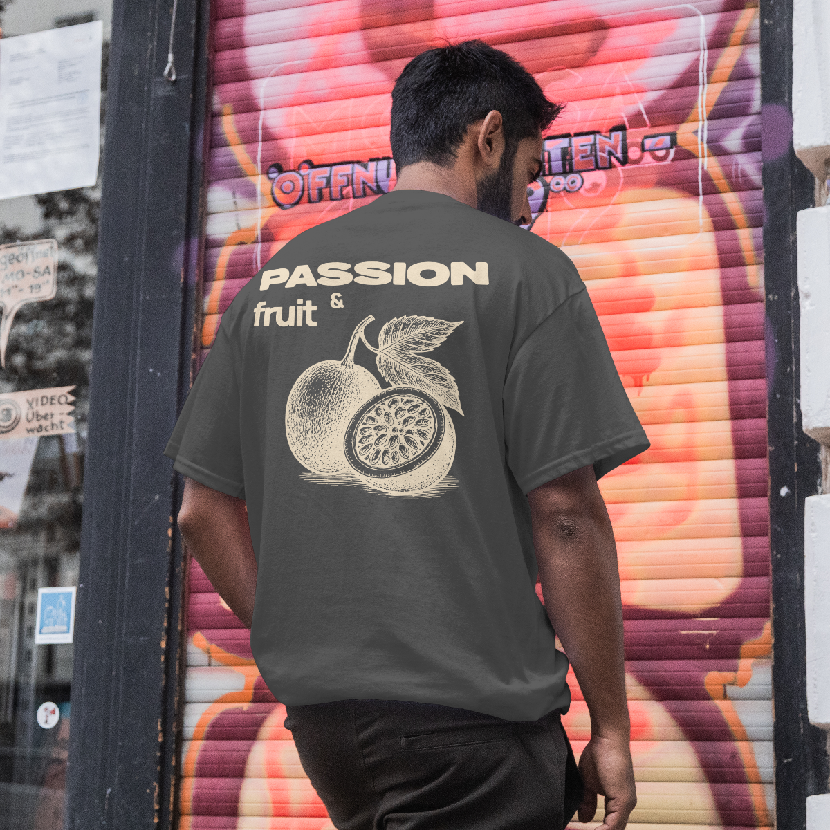 Camiseta Oversize 'Passion Fruit' Craftink Studio - Gris Asfalto
